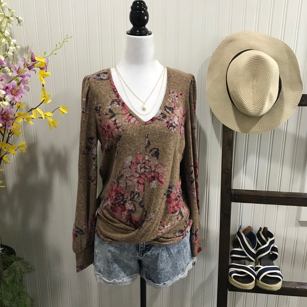 Sz XL Blouson Sleeve Twist Hem - Picture 7 of 16